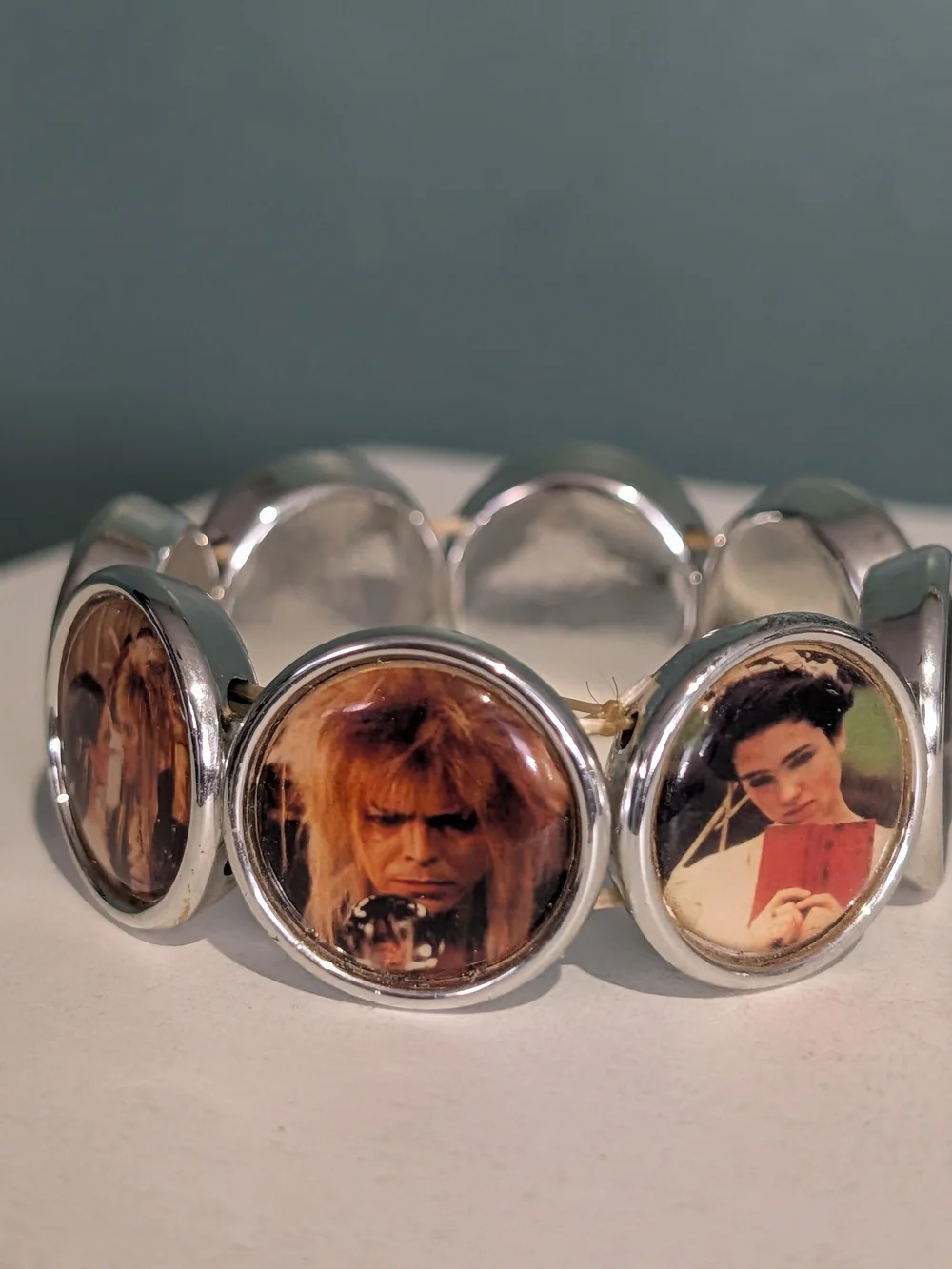 Vintage 80's Labyrinth Movie Photo Cabochon Charm Stretch Bracelet-New Nostalgia